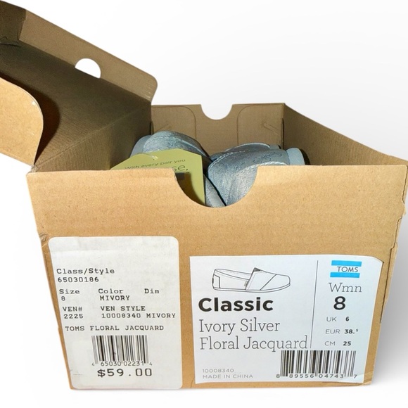 TOMS Metallic Floral Jacquard Classic Slip-On Shoes - Picture 8 of 11